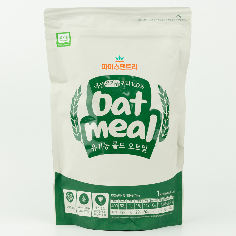 국산 유기농 롤드 오트밀 2kg(1kg+1kg) 국산 100% 아침식사 대용 오버나이트 이미지 2