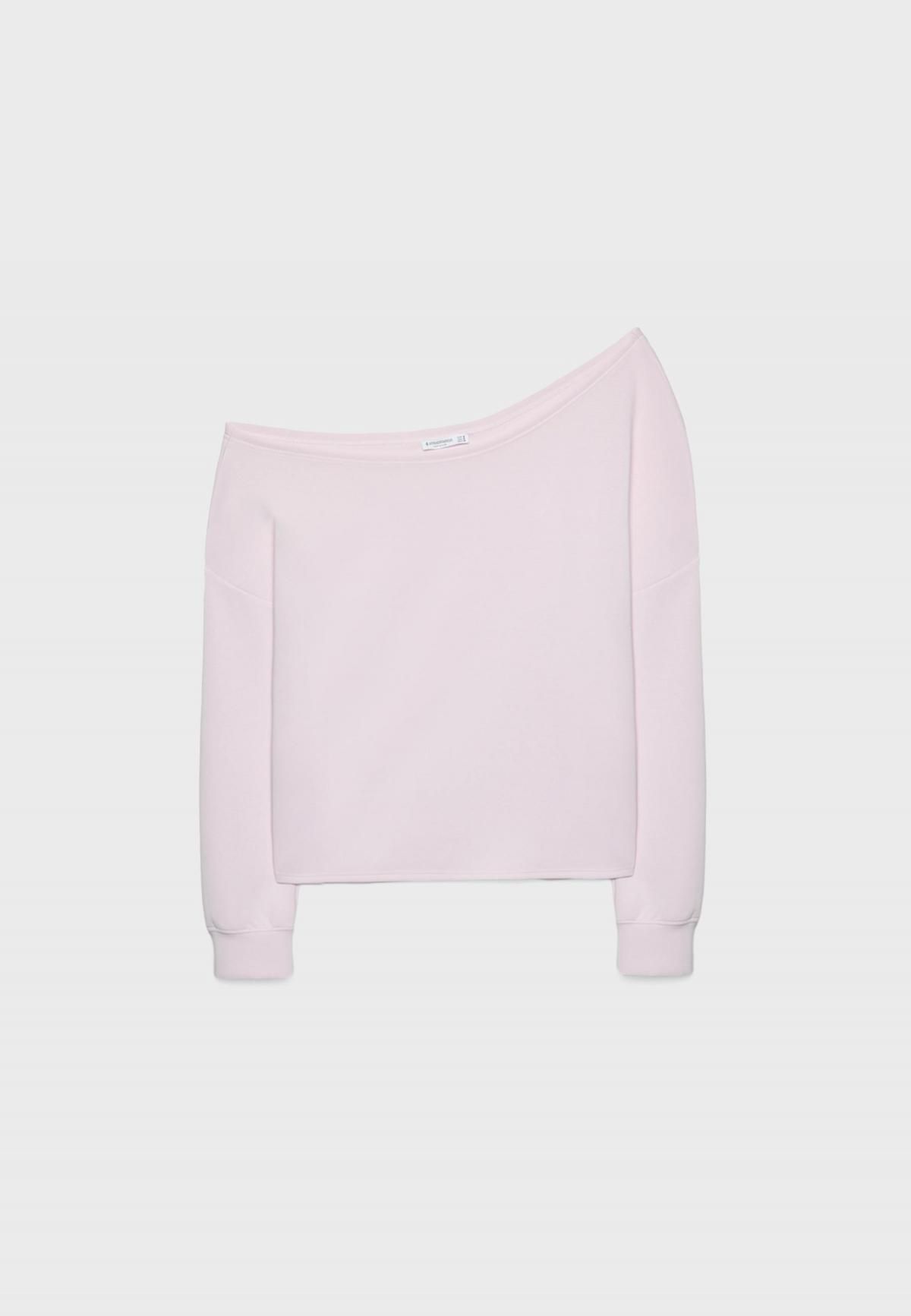 스트라디바리우스 소프트 오프숄더 비대칭 긴팔 맨투맨 8724/371 PASTEL PINK - 상품 이미지