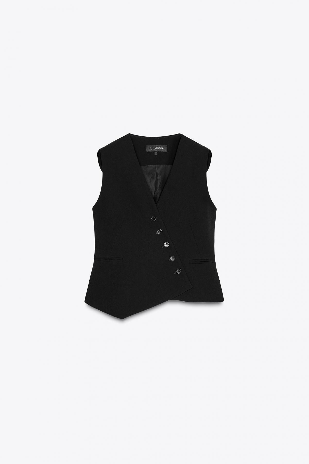 자라 비대칭 베스트 3811/047 BLACK - 메인 이미지