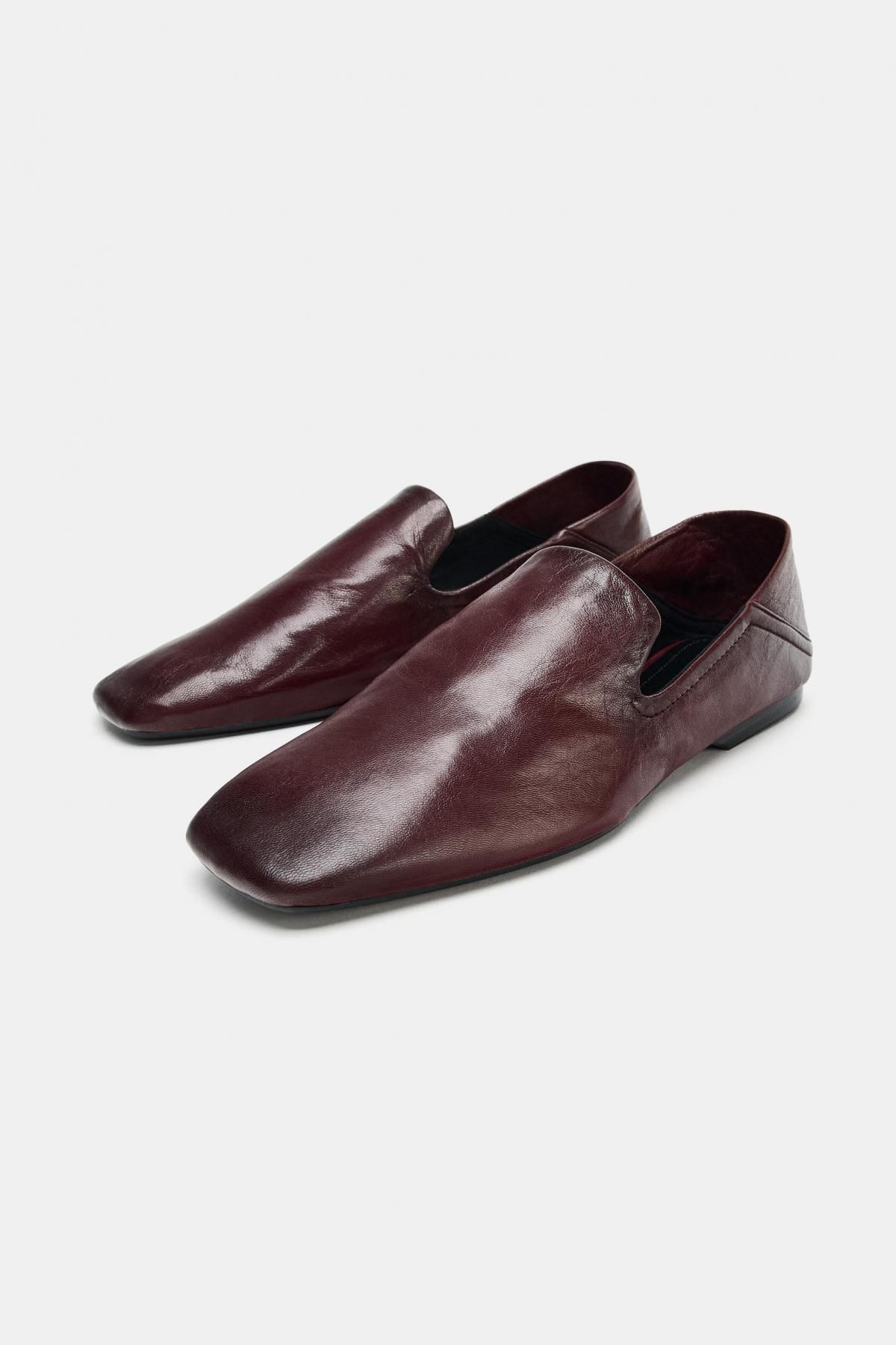 자라 페이턴트 하이 뱀프 레더 스퀘어토 로퍼 1511/610 BURGUNDY RED - 상세 이미지 4