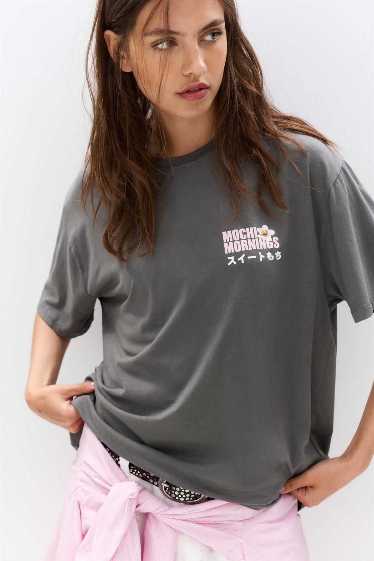풀앤베어 오버핏 모치스 레터링 크루넥 반팔 티셔츠 7150/393 FADED BLACK - 상세 이미지 4