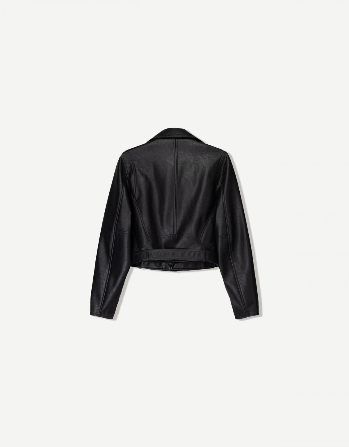 버쉬카 테크니컬 레더 바이커 크롭 재킷 1415/741 BLACK - 상세 이미지 5