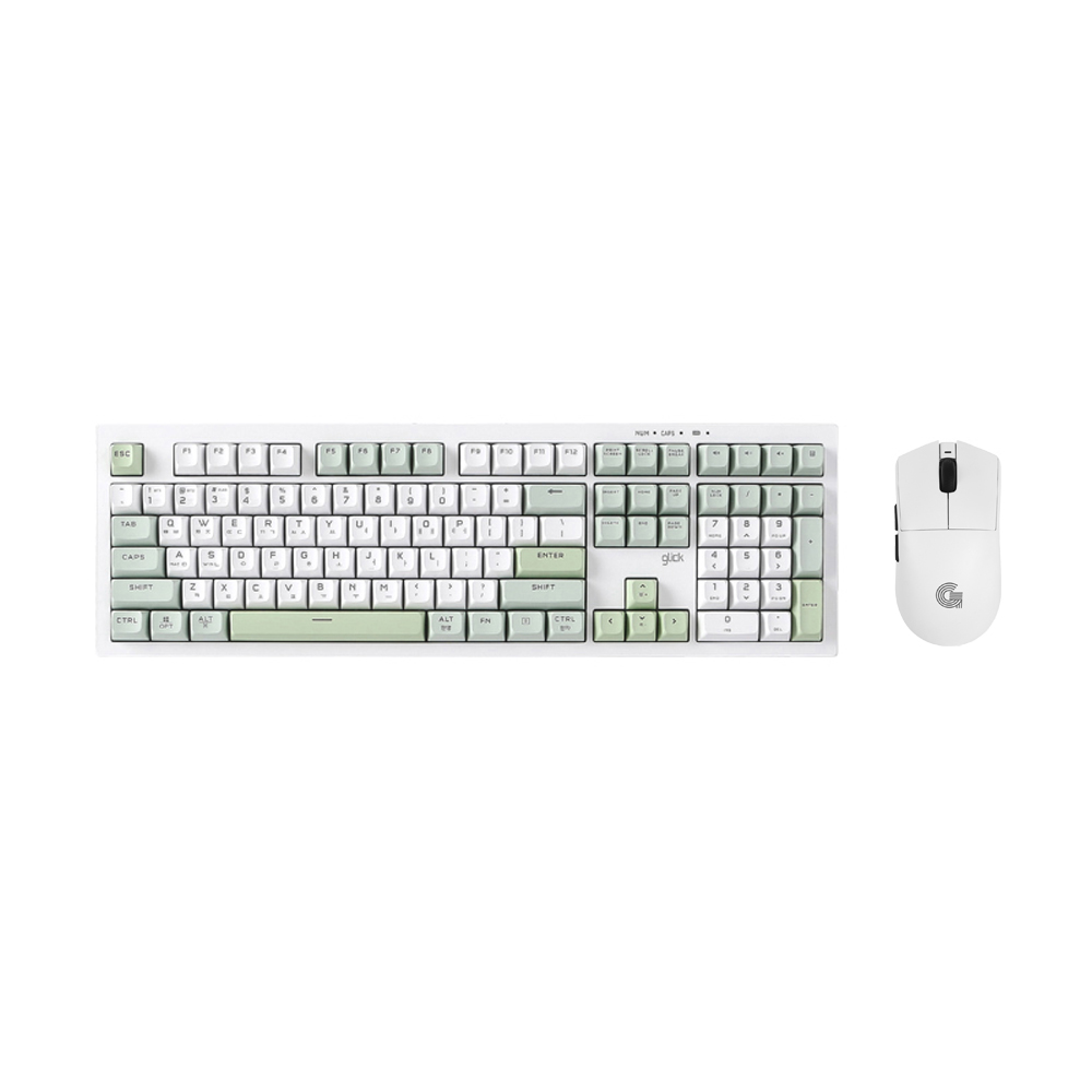 지클릭커 오피스프로 WMK990 사일런스 M RGB 무소음 무선 블루투스 108 키보드 마우스 세트 Greenwich - 상품 이미지