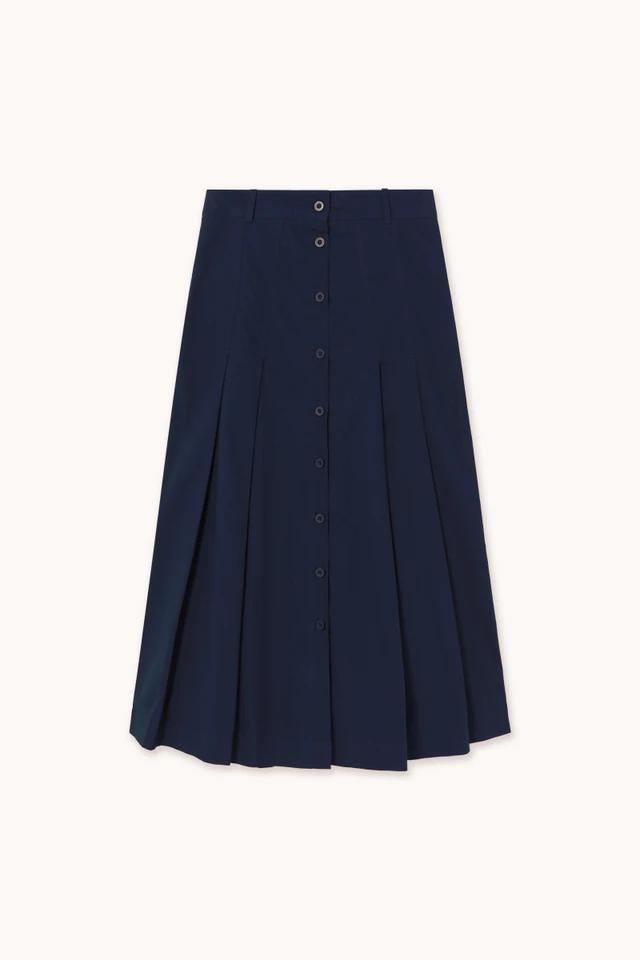 타이니코튼 플리츠 네이비 미디 스커트 SS25-659107 ONE COLOR - 상품 이미지