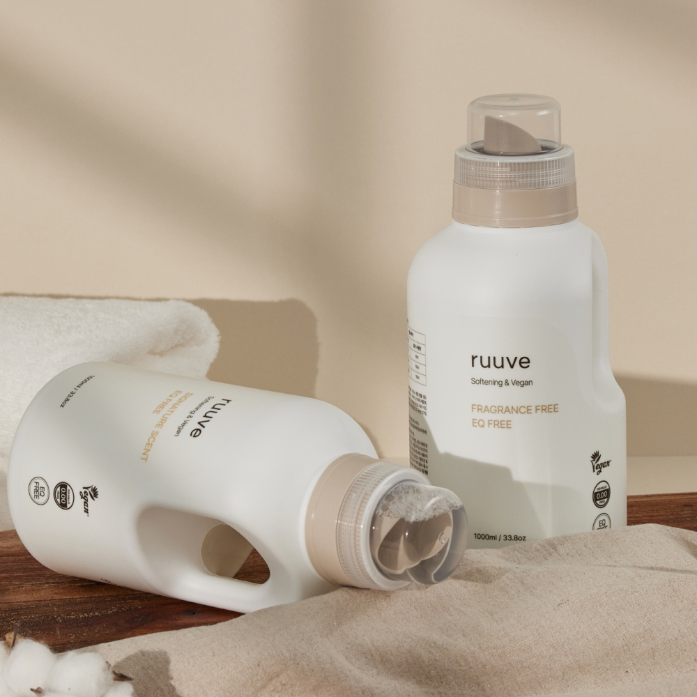 1+1 러베 유아 천연 중성 아기세탁 세제 1L + 화학점증 제로 섬유유연제 1L