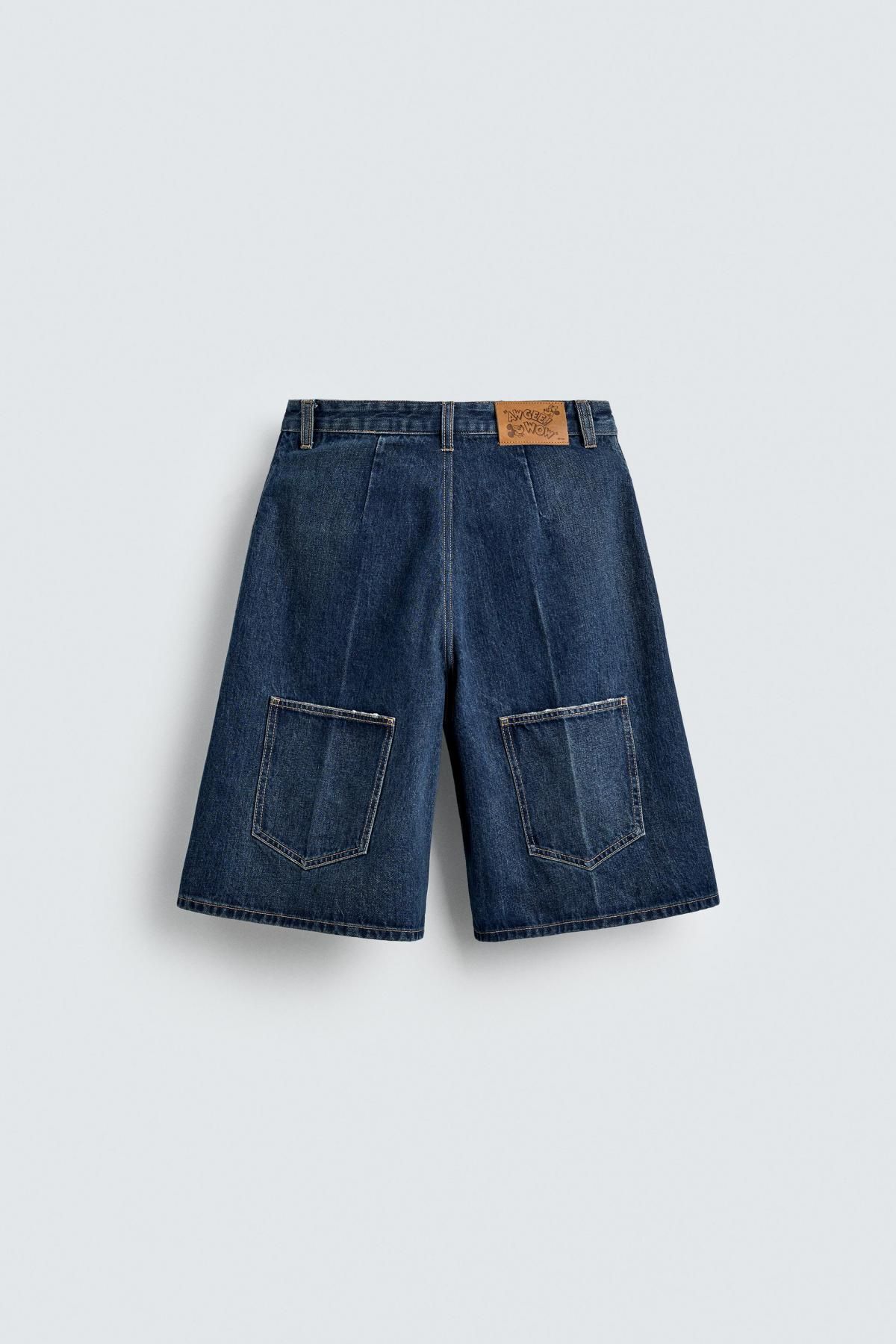 자라 하이웨이스트 데님 버뮤다 반바지 X 해리 램버트 디즈니 6045/201 NAVY BLUE - 상세 이미지 3