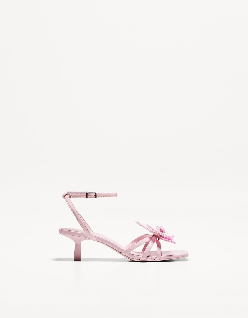 버쉬카 플라워 디테일 키튼힐 스트랩 샌들 1759/560 PINK - 상품 이미지