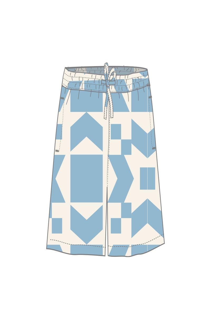 타이니코튼 지오메트릭 패턴 라이트블루 숏 팬츠 SS25-645R34 ONE COLOR - 상세 이미지 2