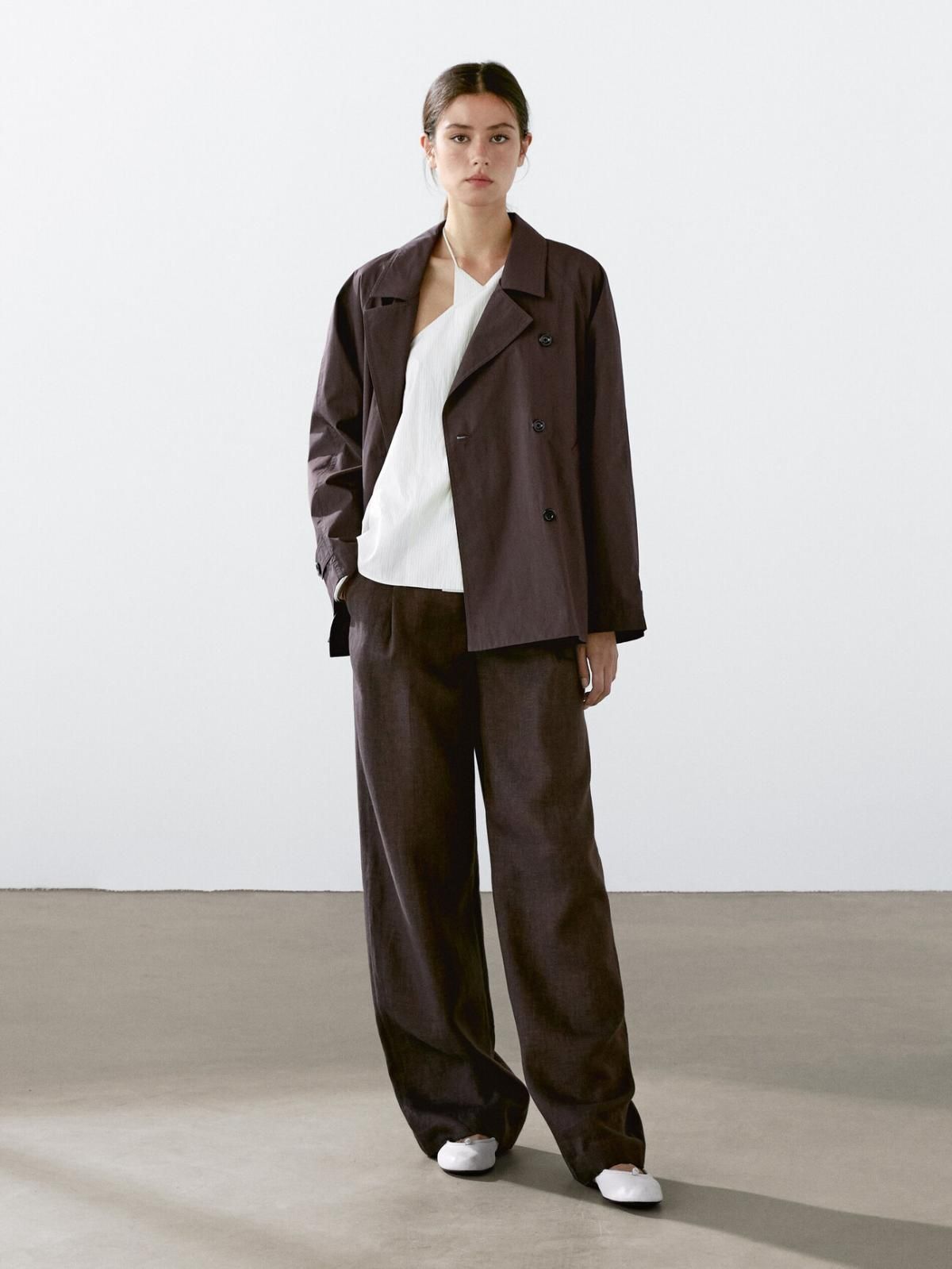 마시모두띠 클래식 더블 트렌치 코튼블렌드 브라운 트렌치코트 6700/222 BURGUNDY - 상세 이미지 3
