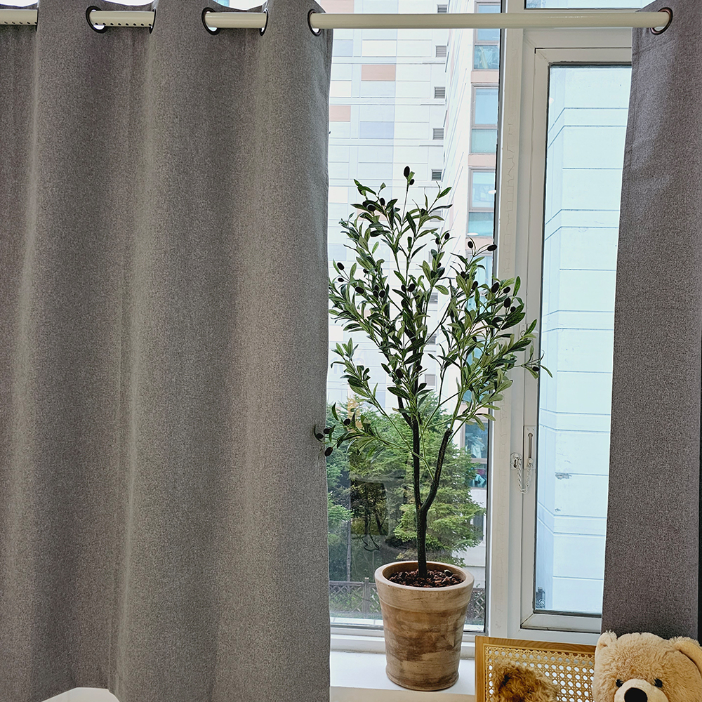 [창문형] 암막커튼+초강력 커튼압축봉 세트 라이트그레이, 260x165cm