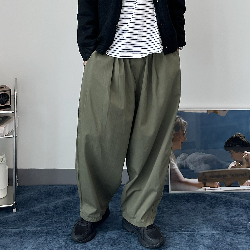 남자 바지 면 바지 밴딩 벌룬 팬츠 남자 와이드팬츠 - 상세 이미지 4