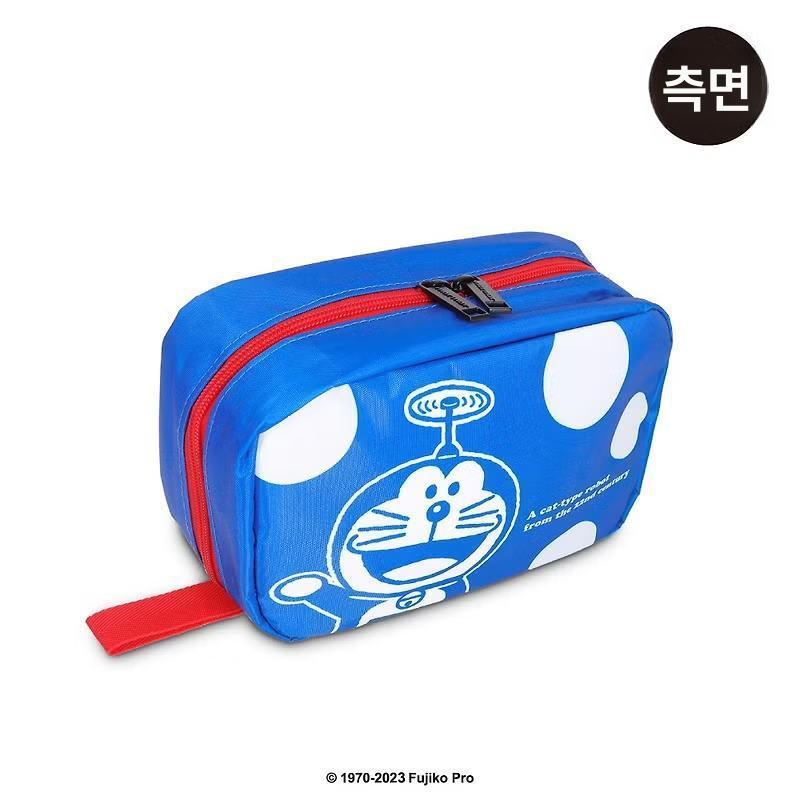 도라에몽 세면도구 화장품 파우치 방수 접이식 여행용 다기능 수납 걸이형 가방 백 메이크업 블루 - 상품 이미지