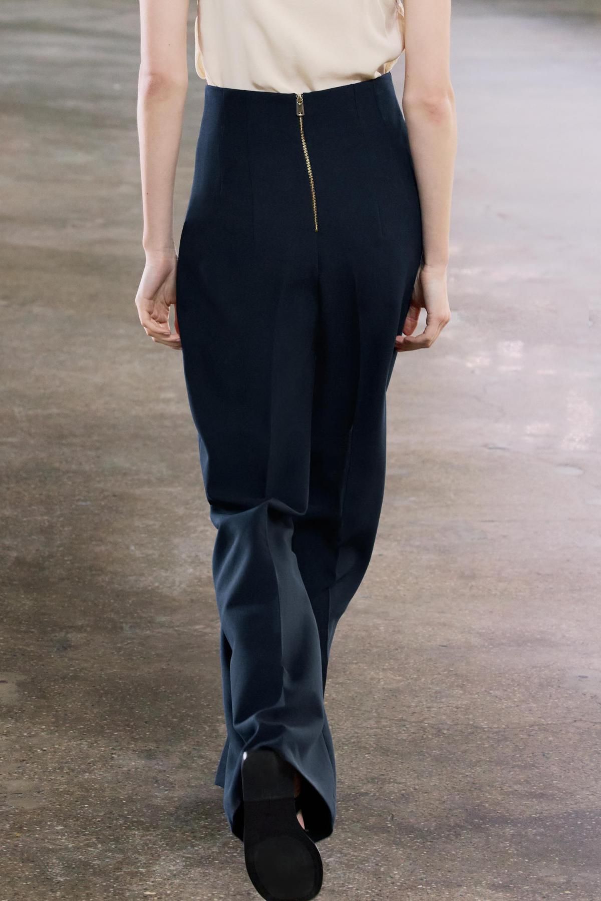 자라 하이웨이스트 테크니컬 슬랙스 팬츠 7149/051 NAVY BLUE - 상세 이미지 4