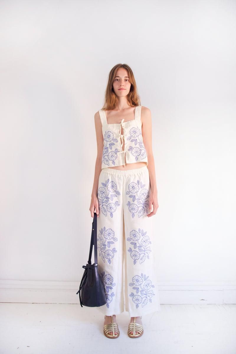 타이니코튼 플라워 자수 와이드 팬츠 SS25-664103 ONE COLOR - 상세 이미지 3