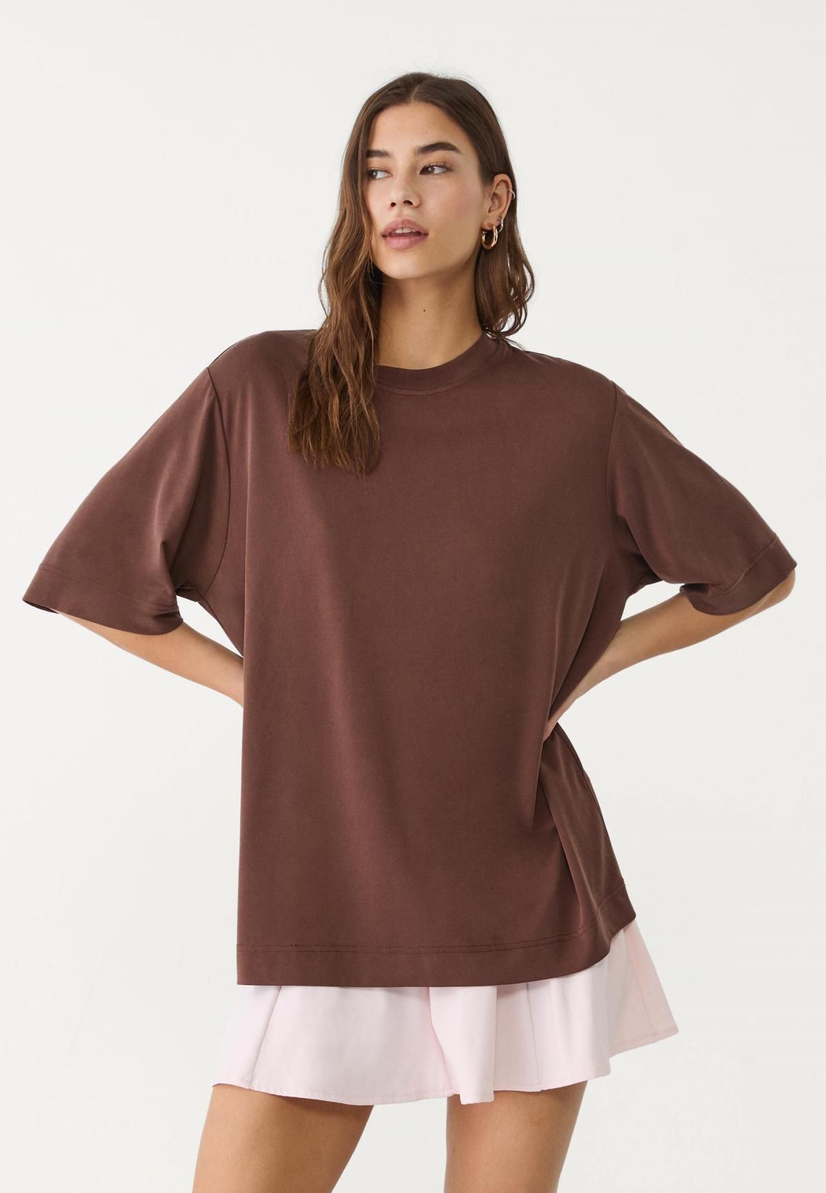 스트라디바리우스 소프트터치 오버사이즈 반팔 티셔츠 브라운 7671/698 BROWN - 상세 이미지 4