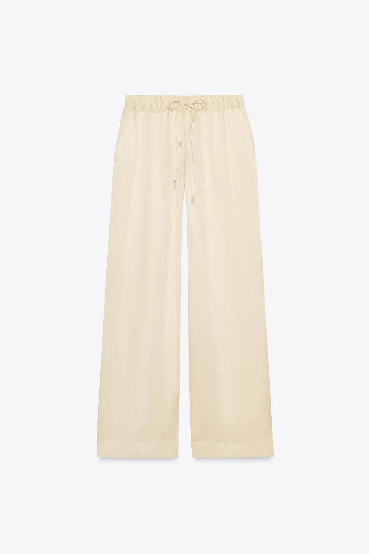 자라 프리미엄 실크 와이드 팬츠 7824/147 BEIGE - 메인 이미지
