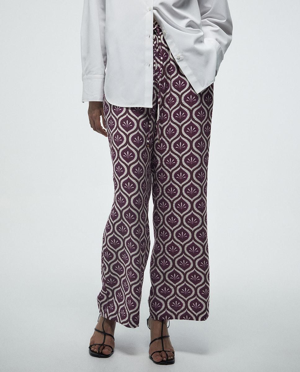 스페라 트렌디 패턴 밴딩 와이드 팬츠 58305003418 BURDEOS - 상품 이미지