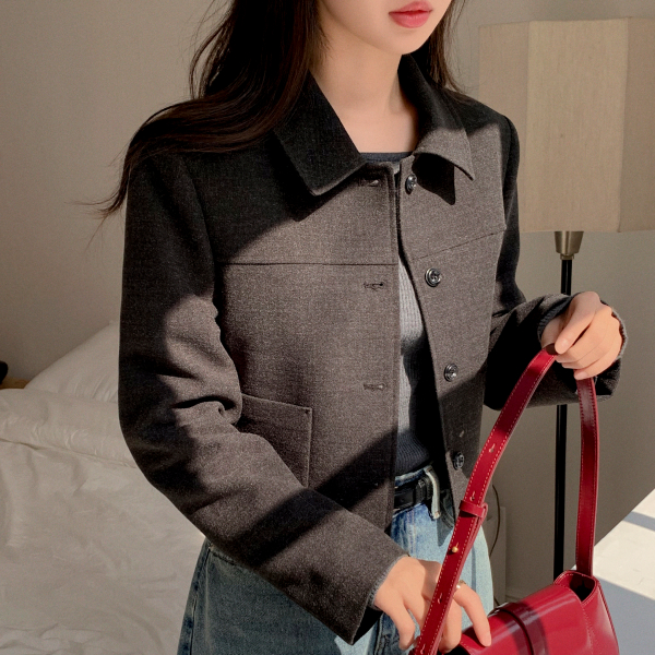 크롭 싱글 카라 자켓 가을하객룩자켓 jk3016 - 메인 이미지