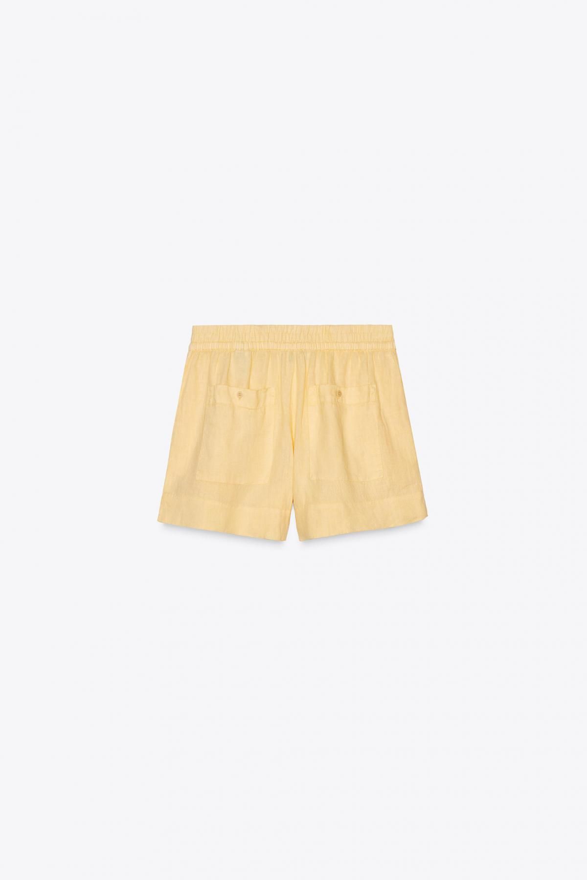 자라 100 린넨 쇼츠 4786/102 PASTEL YELLOW - 상세 이미지 5