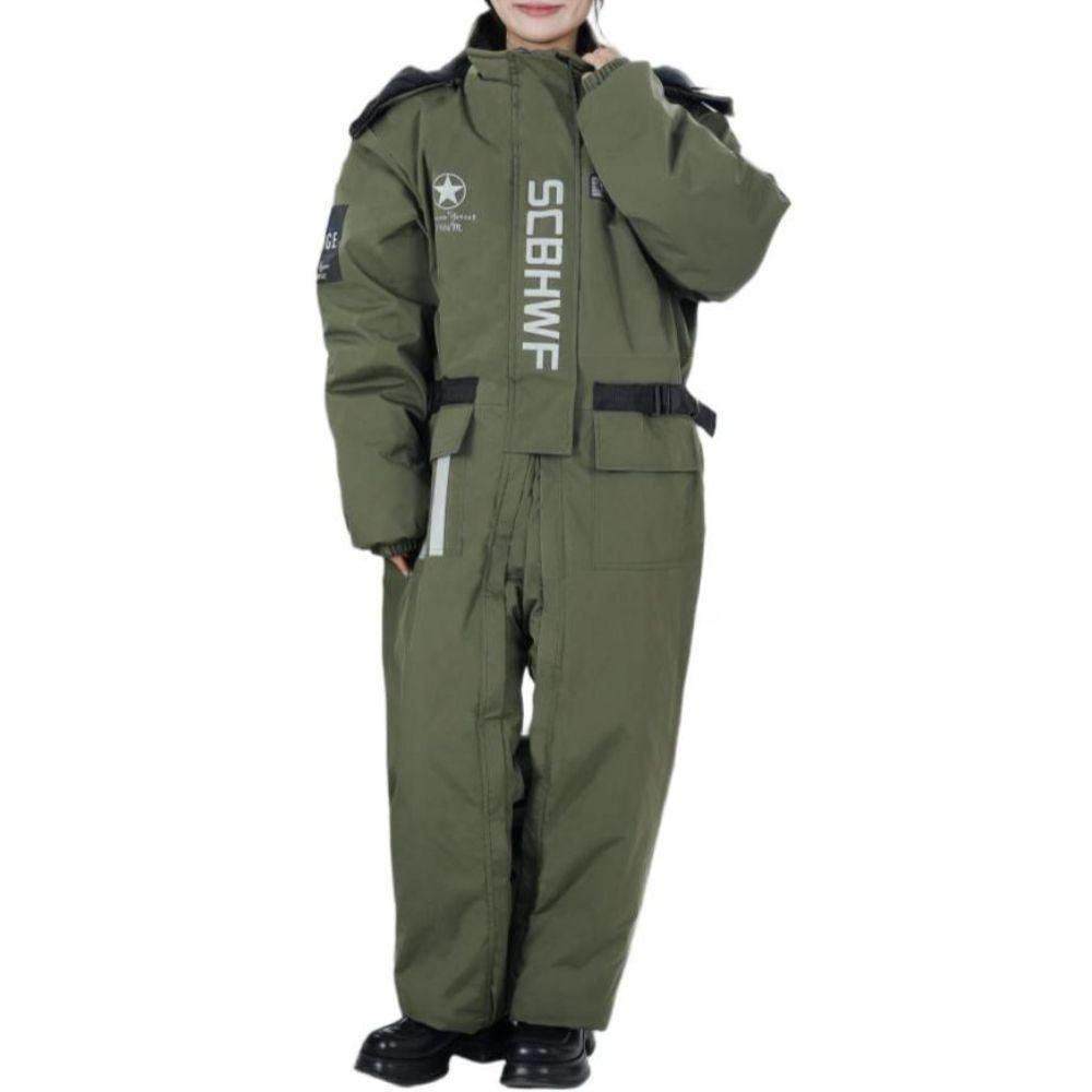 방한복 수트 방수 겨울 스키복 오토바이 방풍 낚시 배달 작업복 블랙 160 (155-165cm 65kg) - 상품 이미지