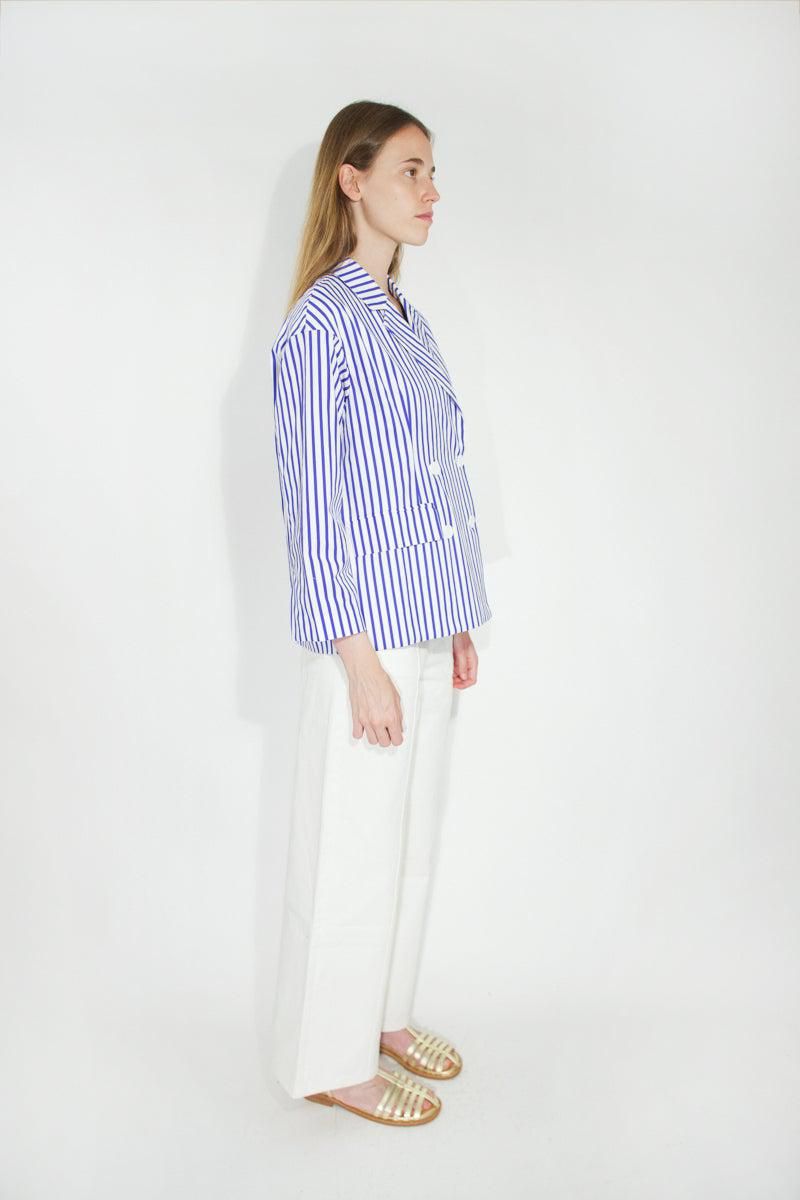 타이니코튼 스트라이프 테일러드 더블버튼 트윌 블레이저 SS25-710N88 ONE COLOR - 상세 이미지 4