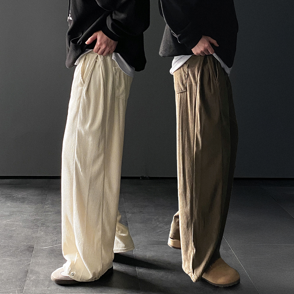 1+1 남자골덴바지 벌룬팬츠 남자코듀로이팬츠 남성통바지 - 상품 이미지