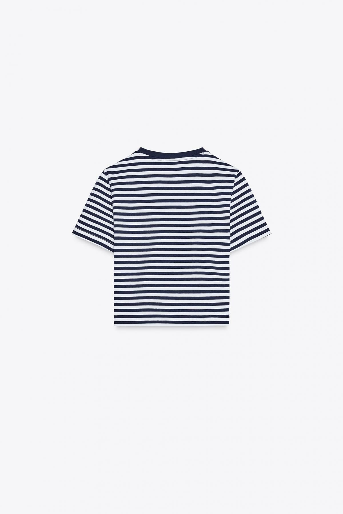 자라 크롭 스트레치 티셔츠 2335/299 BLUE/WHITE - 상세 이미지 5
