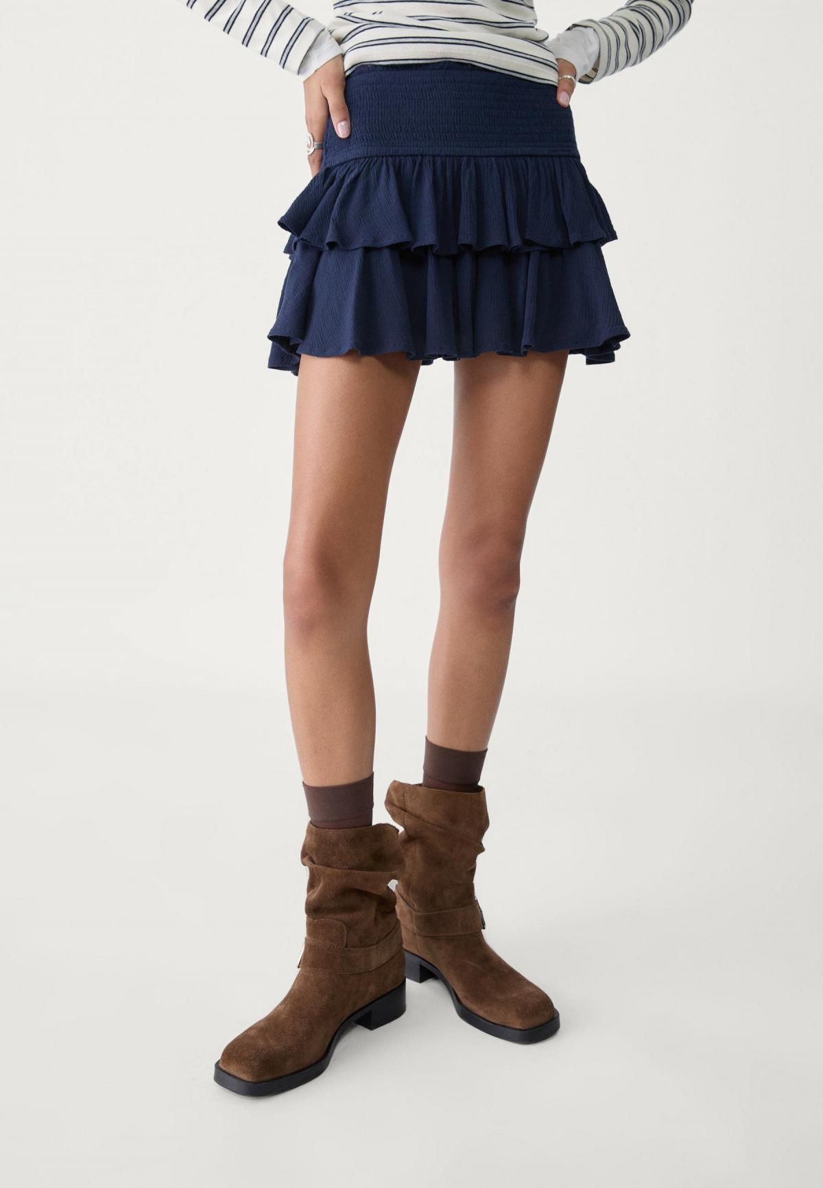 스트라디바리우스 러플 미니 스커트팬츠 밴딩 웨이스트 7397/560 NAVY BLUE - 상세 이미지 5