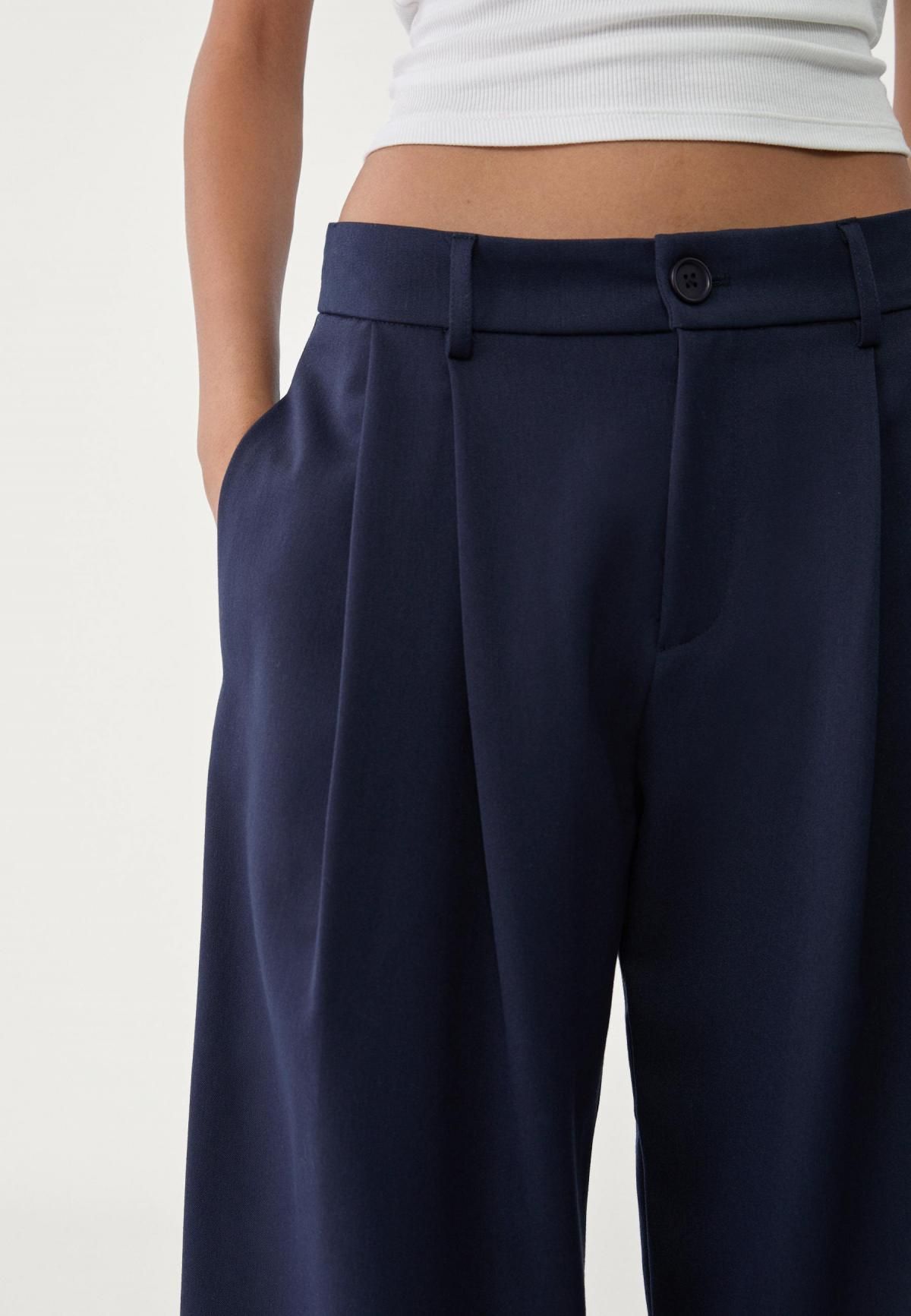 스트라디바리우스 테크니컬 와이드핏 슬랙스 팬츠 미드웨이스트 다트 디테일 8266/300 NAVY BLUE - 상세 이미지 5