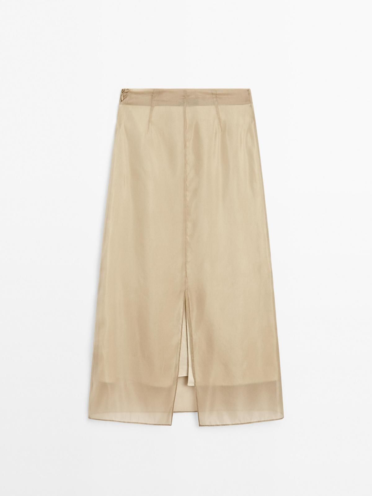 마시모두띠 실크블렌드 더블레이어 미디 스커트 5222/530 BEIGE - 상세 이미지 2
