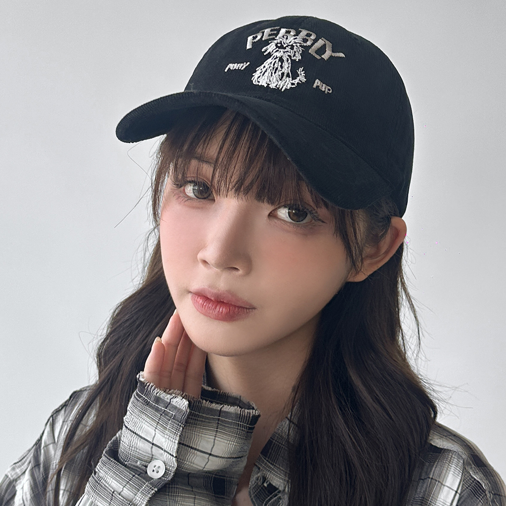 골덴 강아지 레터링 볼캡 코듀로이 야구모자 가을 겨울 남녀공용 이미지 6