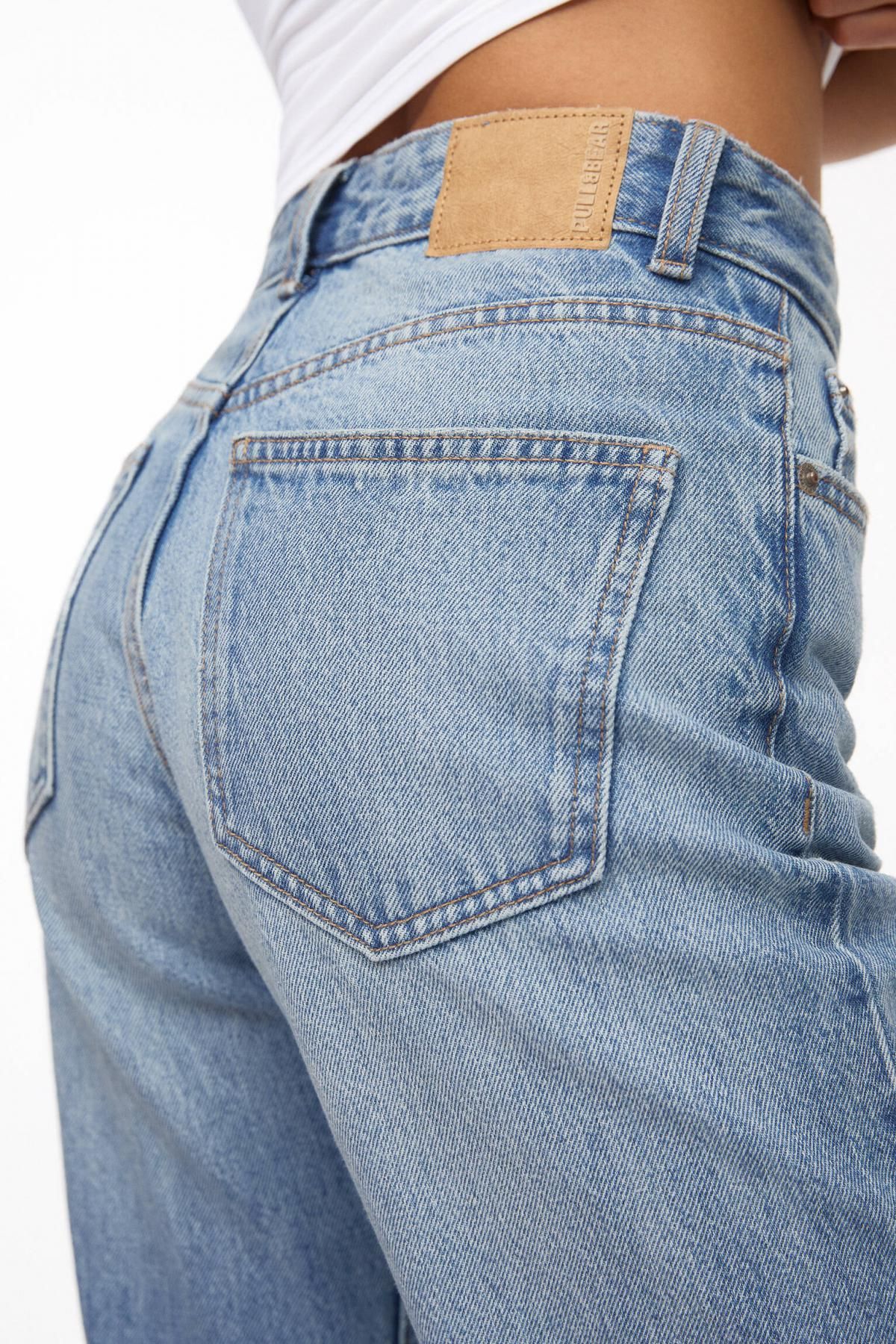 풀앤베어 미드웨이스트 데님 스트레이트 핏 청바지 3687/375 MEDIUM BLUE - 상세 이미지 4