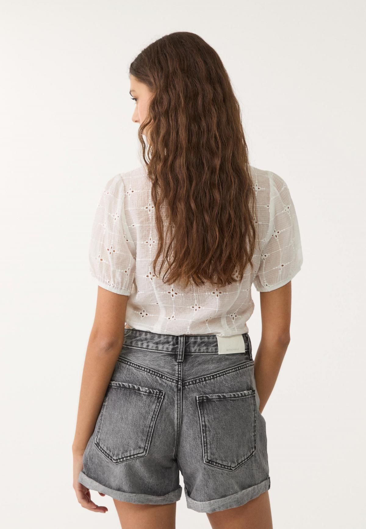 스트라디바리우스 하이웨이스트 데님 맘핏 반바지 1352/768 DARK GREY DENIM WASH - 상세 이미지 2