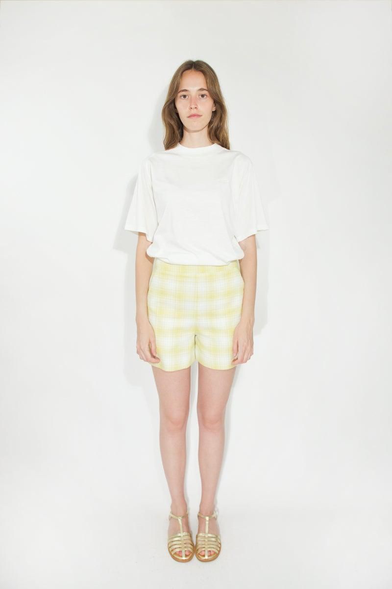 타이니코튼 체크 패턴 옐로우 라이트 썸머 쇼츠 SS25-692J13 ONE COLOR - 상세 이미지 3