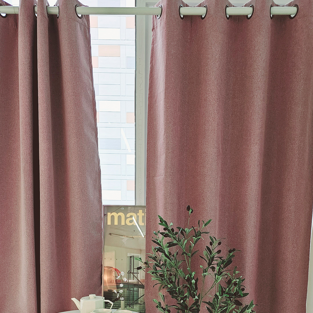 [창문형] 암막커튼+초강력 커튼압축봉 세트 핑크퍼플, 130x165cm