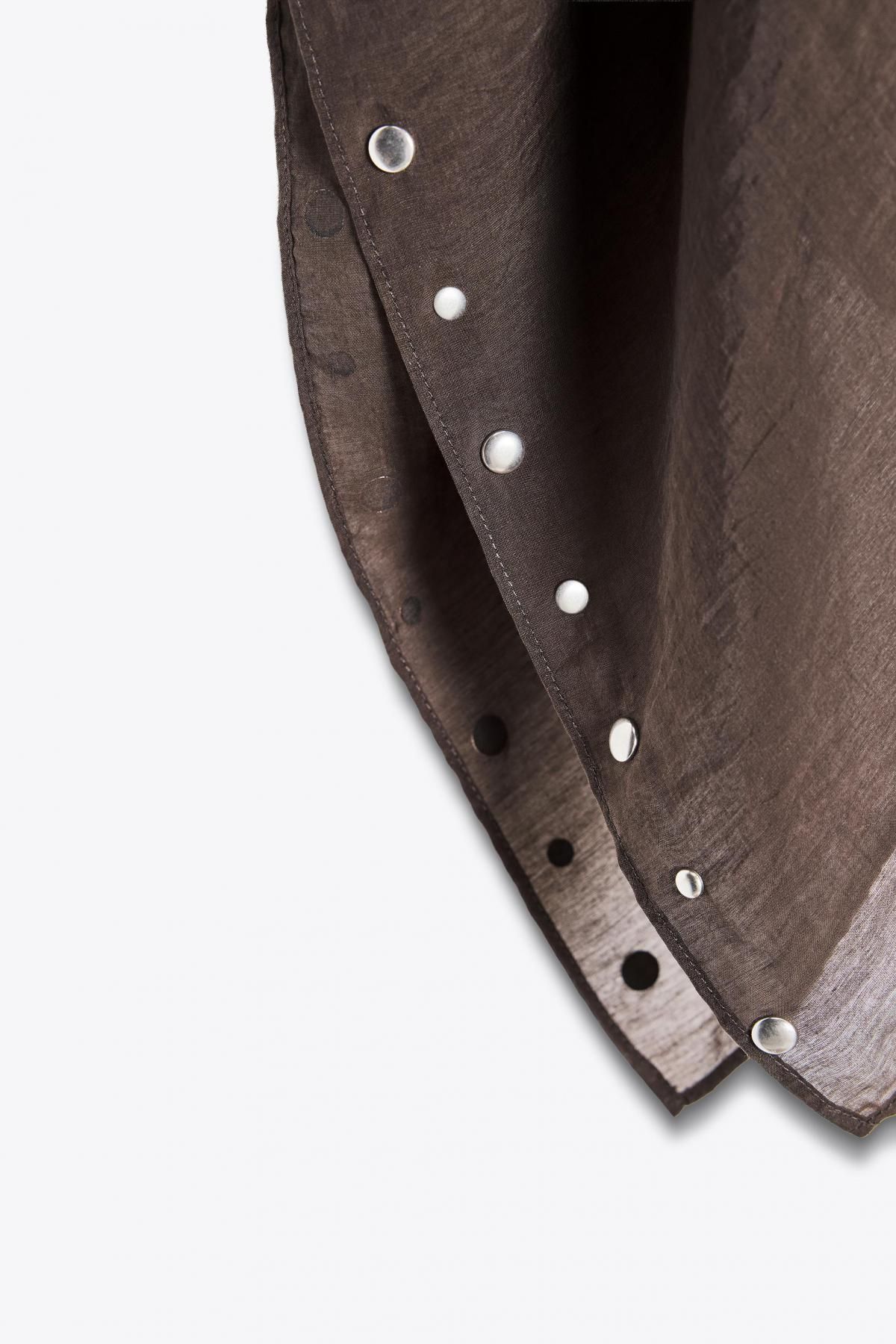 자라 스터드 브이넥 스카프 케이프 3067/719 BROWN - 상세 이미지 4