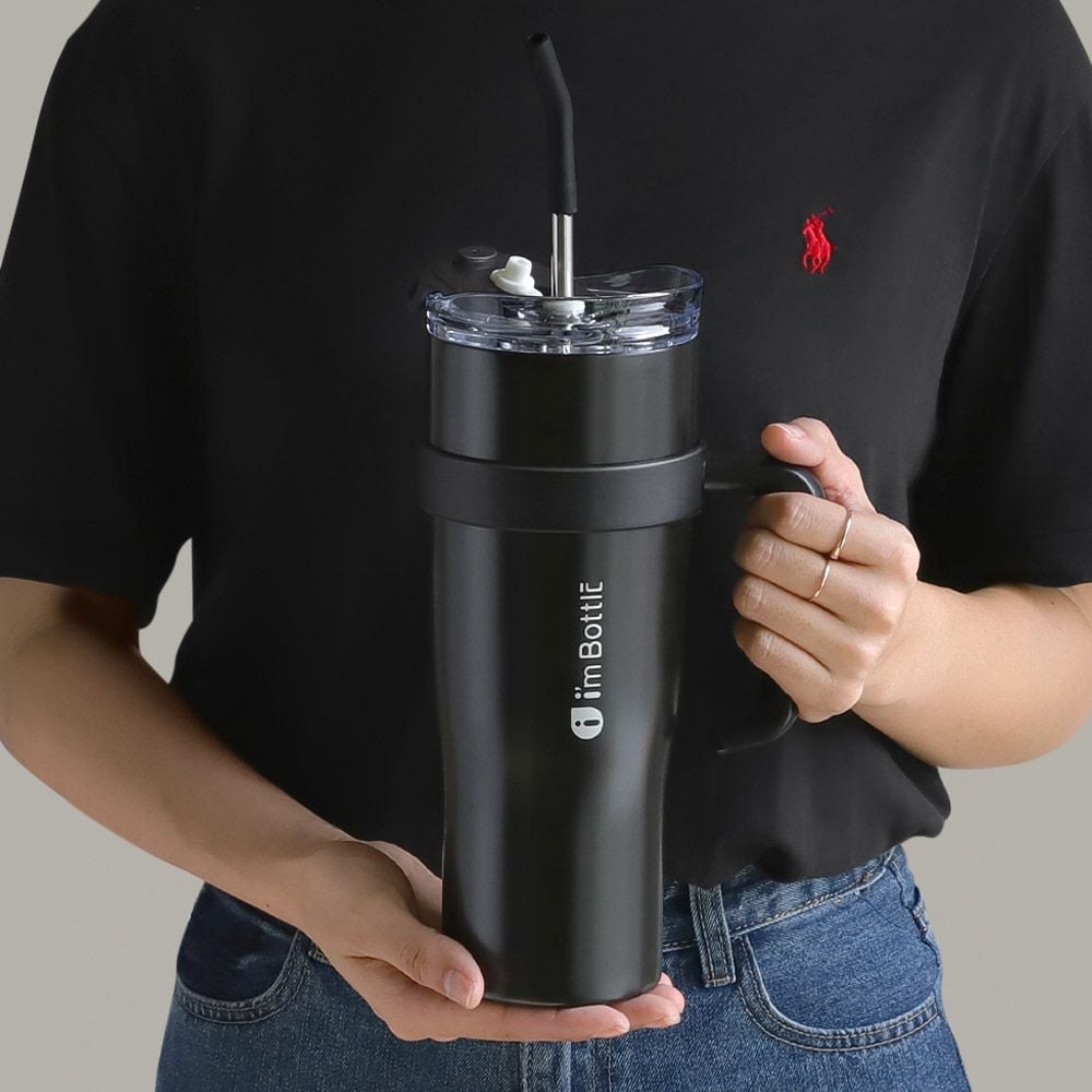 냉온 텀블러 대형 물병 굵은빨대 캠핑 운동 보온병 1200ml - 상세 이미지 3