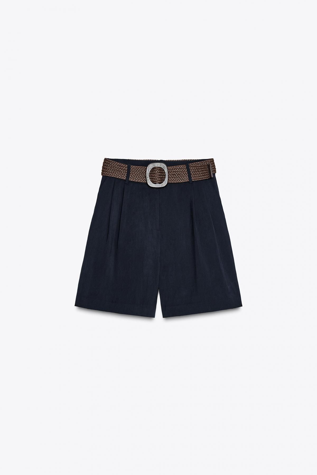 자라 하이웨이스트 브레이드 벨트 버뮤다 쇼츠 8372/444 NAVY BLUE - 메인 이미지