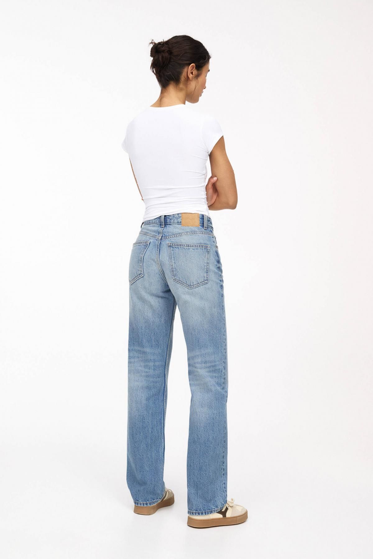 풀앤베어 미드웨이스트 데님 스트레이트 핏 청바지 3687/375 MEDIUM BLUE - 상세 이미지 5