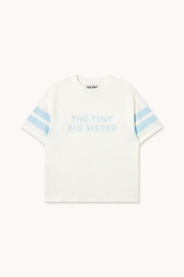 타이니코튼 베이직 레터링 VARSITY 반팔 티셔츠 SS25-725R32 BLANCO ROTO/AZUL CELESTE - 상품 이미지
