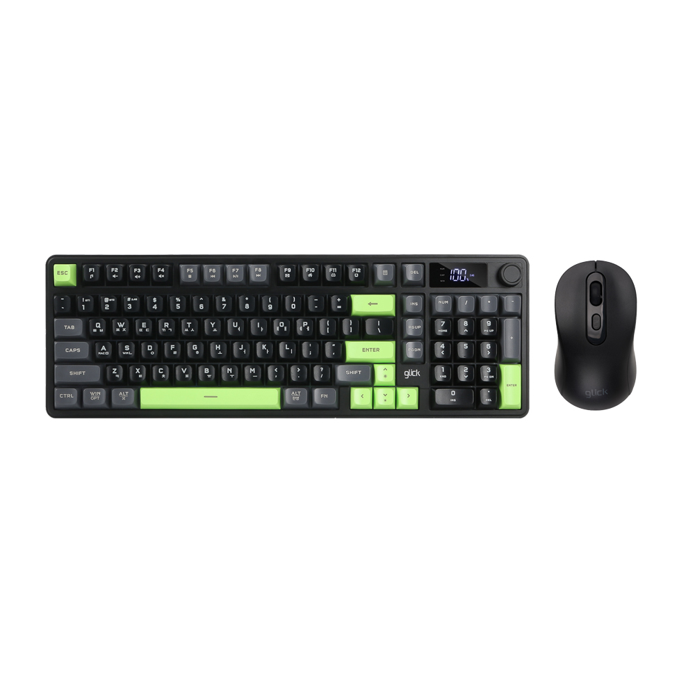지클릭커 오피스프로 WMK90 사일런스 M RGB 풀윤활 무소음 방수 무선 블루투스 LCD 98 키보드 마우스 세트 Sky Pink 이미지 6