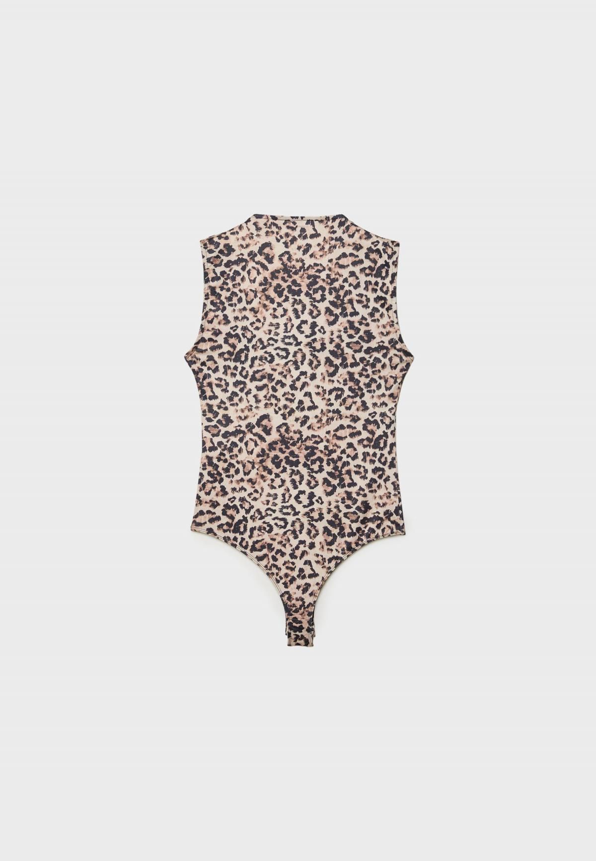 스트라디바리우스 레오파드 스퀘어넥 폴리아미드 바디수트 2690/637 BEIGE - 상세 이미지 3