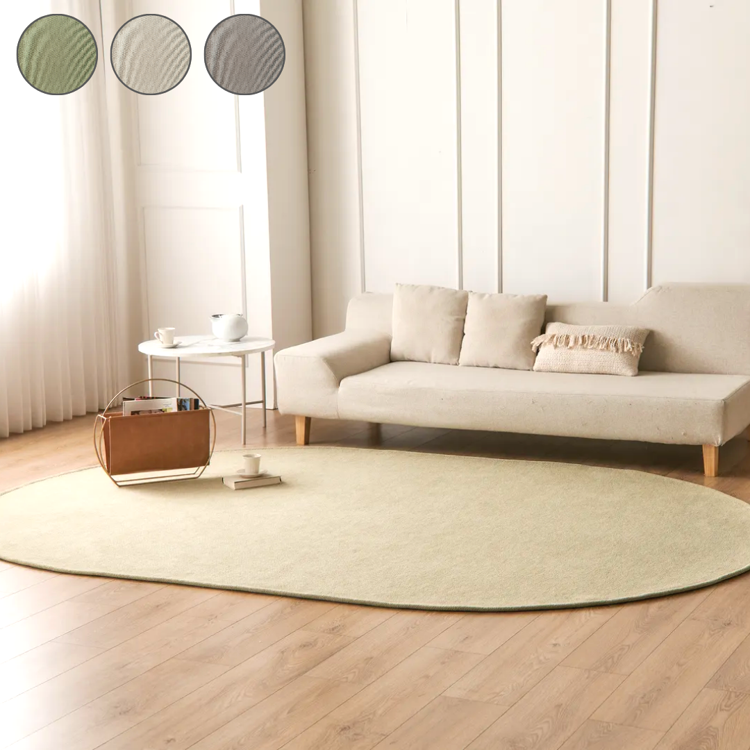 짜임좋은 거실러그 방수 워셔블 대형 카페트 주문제작 올리브그린, 타원)150x225cm