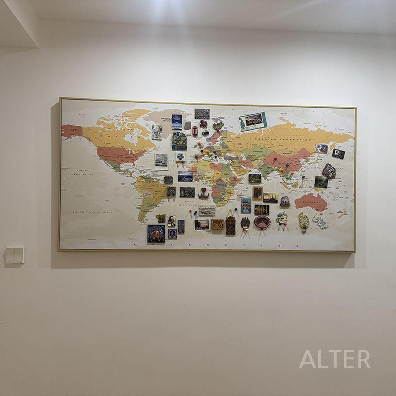 세계지도 여행 마그넷 보드 기념품 마그네틱 추억 보관 자석 A 60x120cm 골드-알루미늄-크리스탈-고광택 - 상세 이미지 3