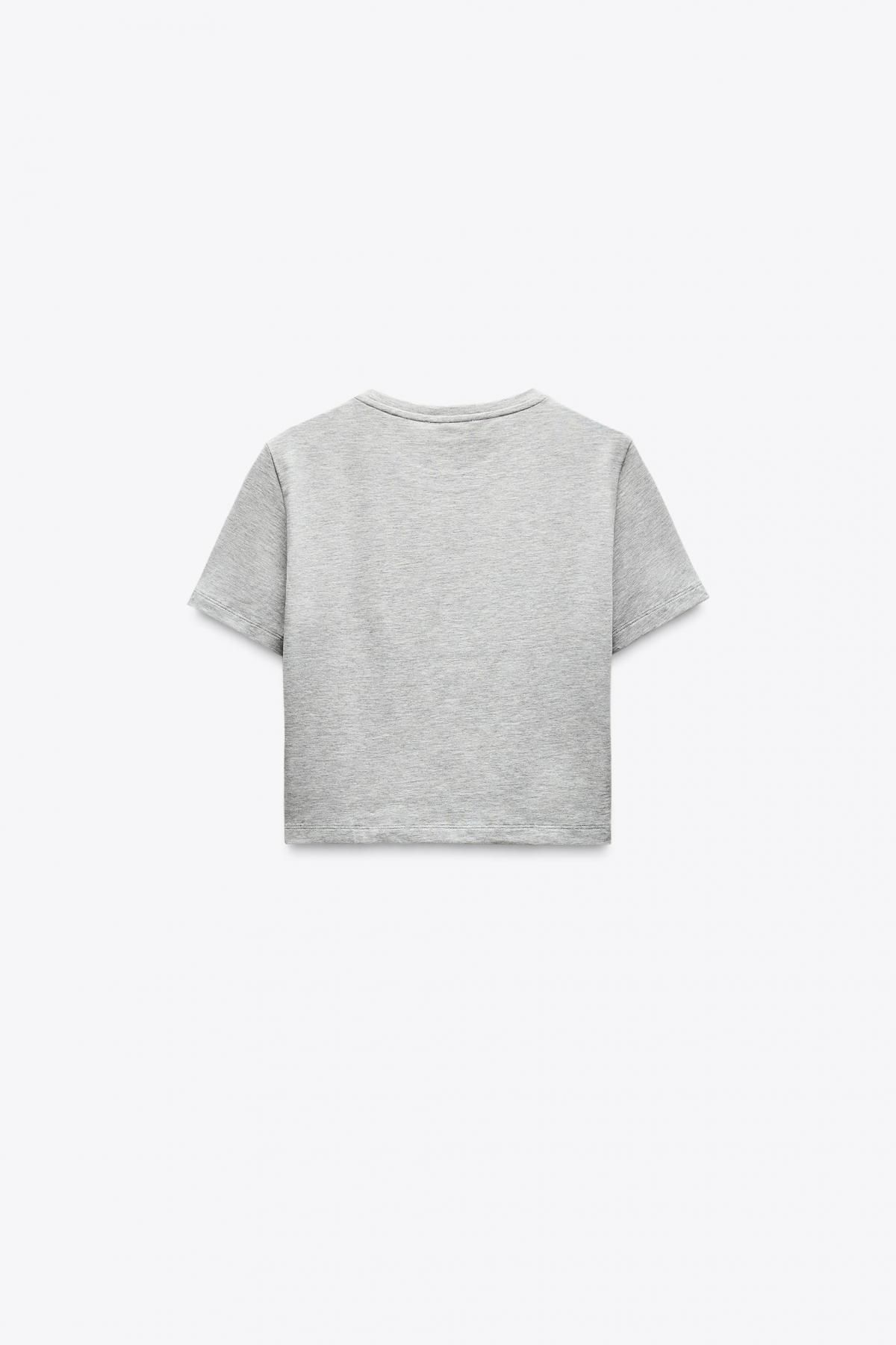 자라 크롭 스트레치 티셔츠 2335/299 GREY MARL - 상세 이미지 3