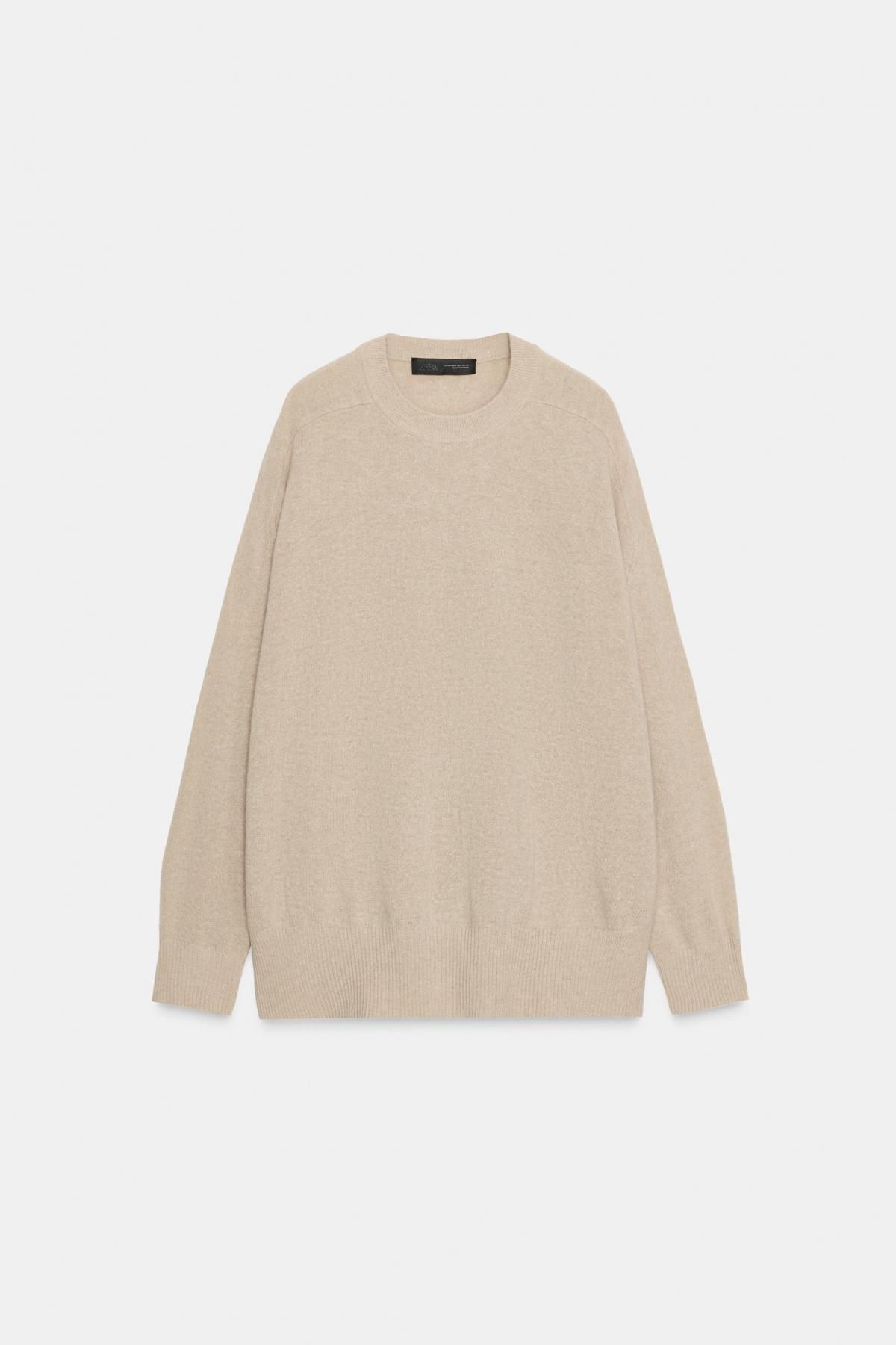 자라 오버사이즈 울 라운드넥 베이지 니트 스웨터 3644/101 BEIGE - 상품 이미지