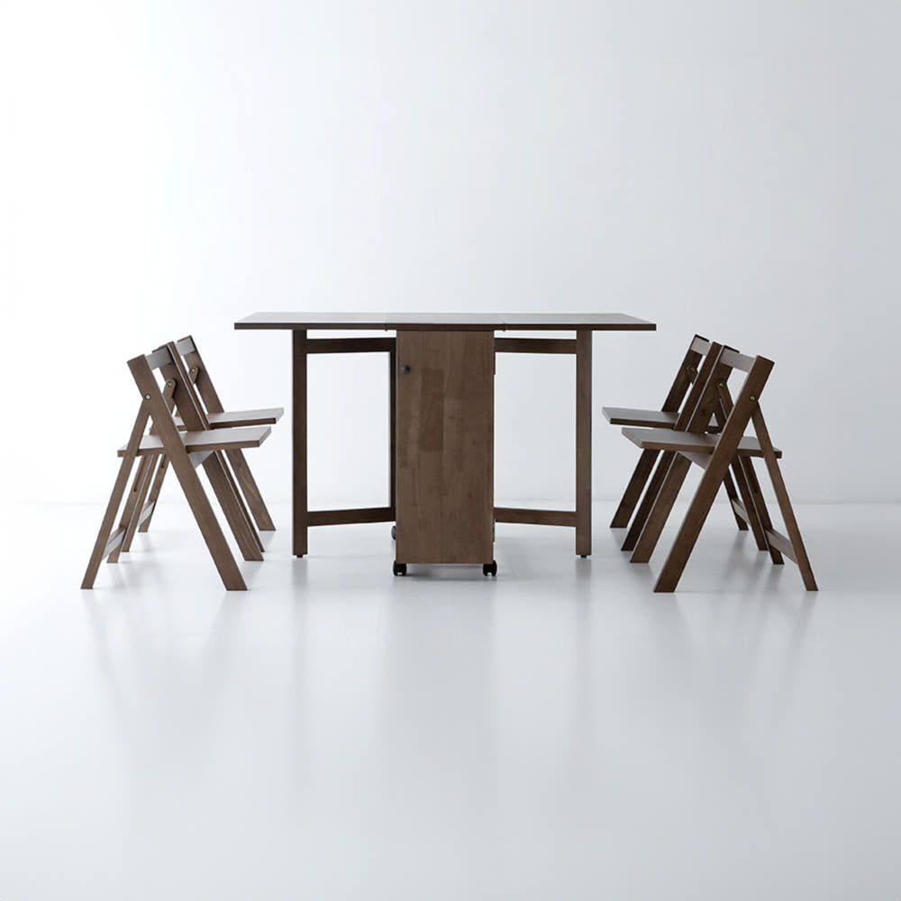 필몬 4인 원목접이식테이블 세트 DCM74120 1200mm, 미들브라운 7284.3203