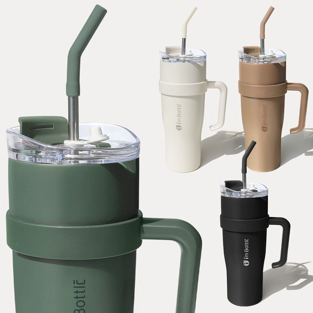 냉온 텀블러 대형 물병 굵은빨대 캠핑 운동 보온병 1200ml - 상세 이미지 2