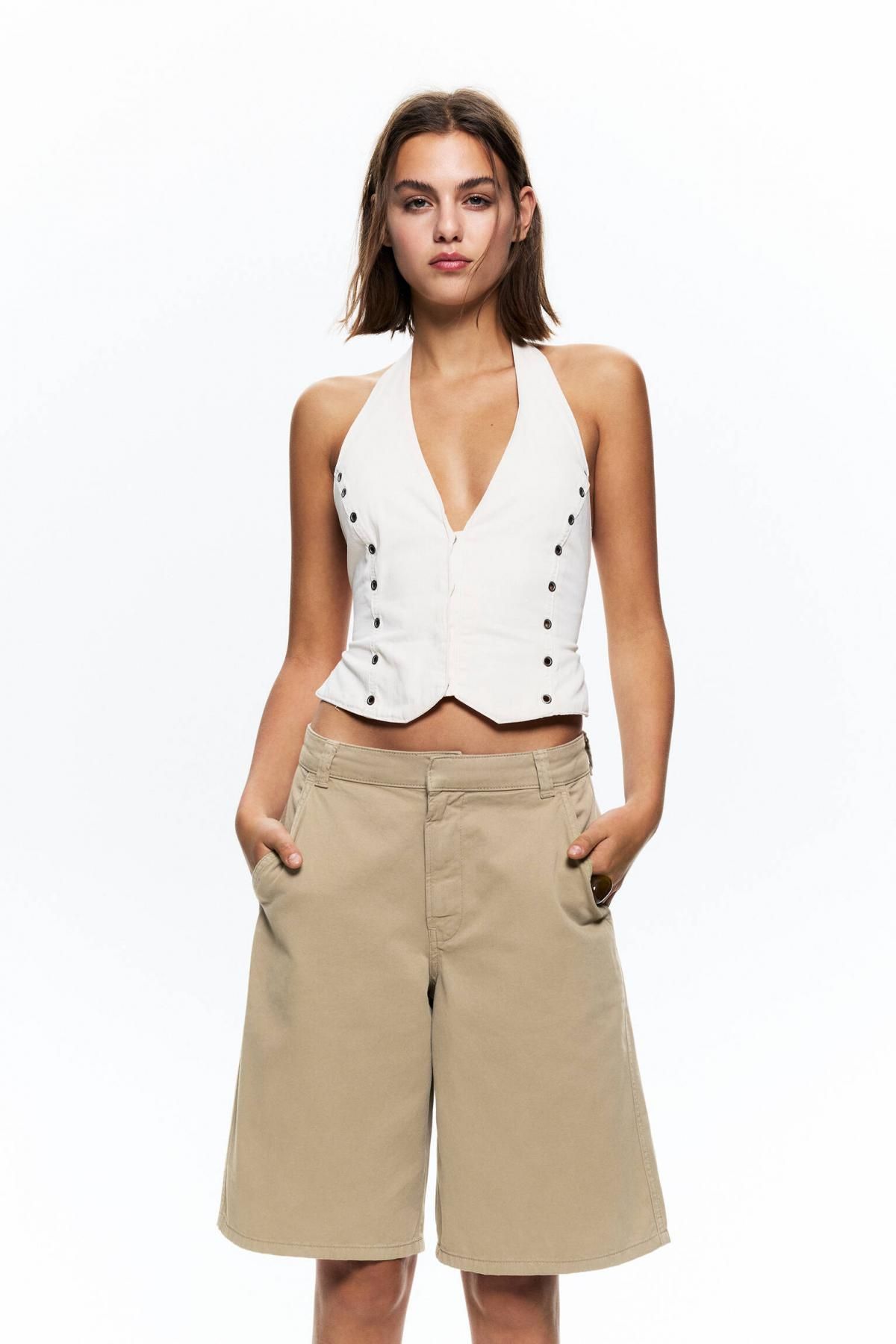 풀앤베어 베이직 치노 버뮤다 반바지 7696/323 OCHRE - 상세 이미지 3