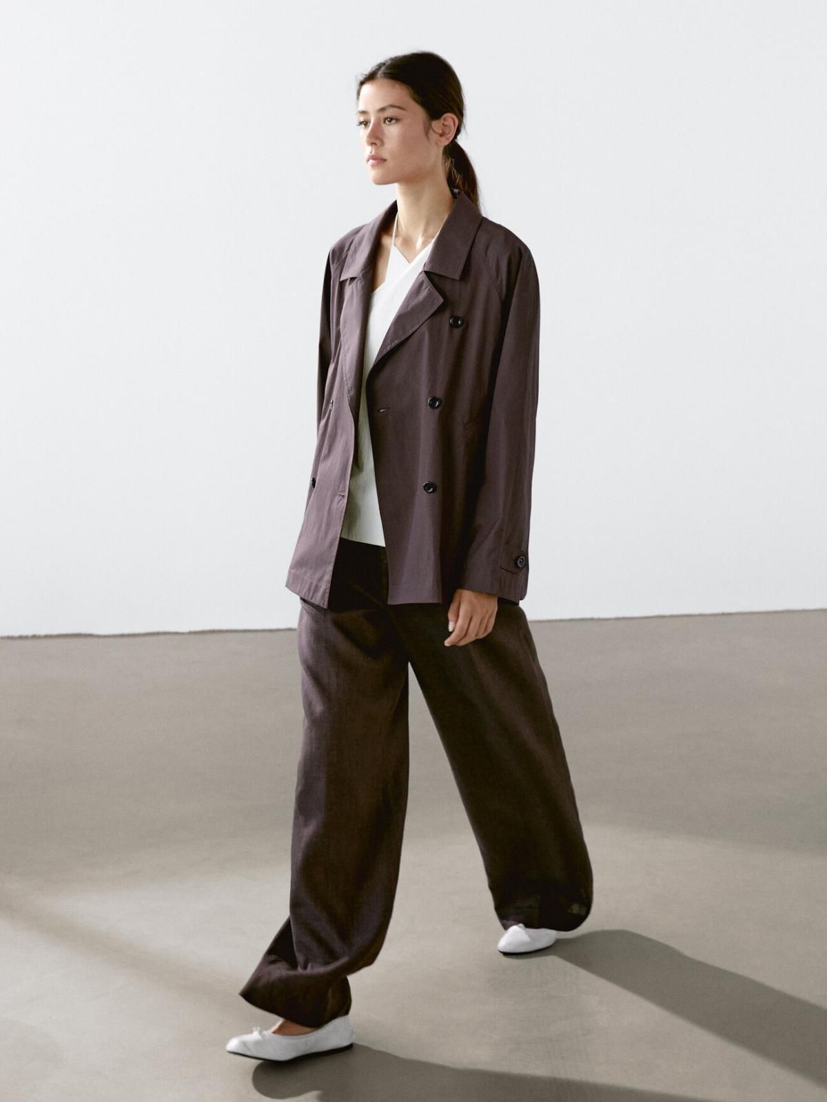 마시모두띠 클래식 더블 트렌치 코튼블렌드 브라운 트렌치코트 6700/222 BURGUNDY - 상세 이미지 4